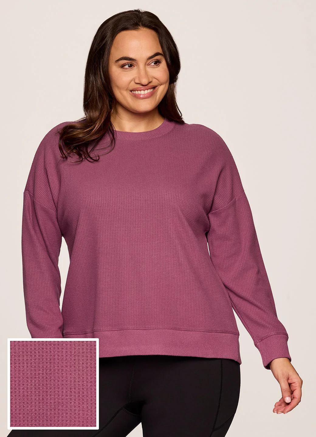 Plus Off Days Relaxed Waffle Knit Sweatshirt - Image 10