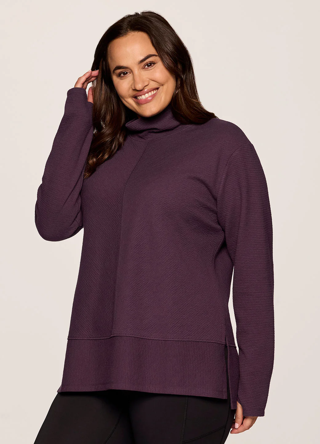 Plus Studio Jacquard Mock Neck Pullover - Image 13