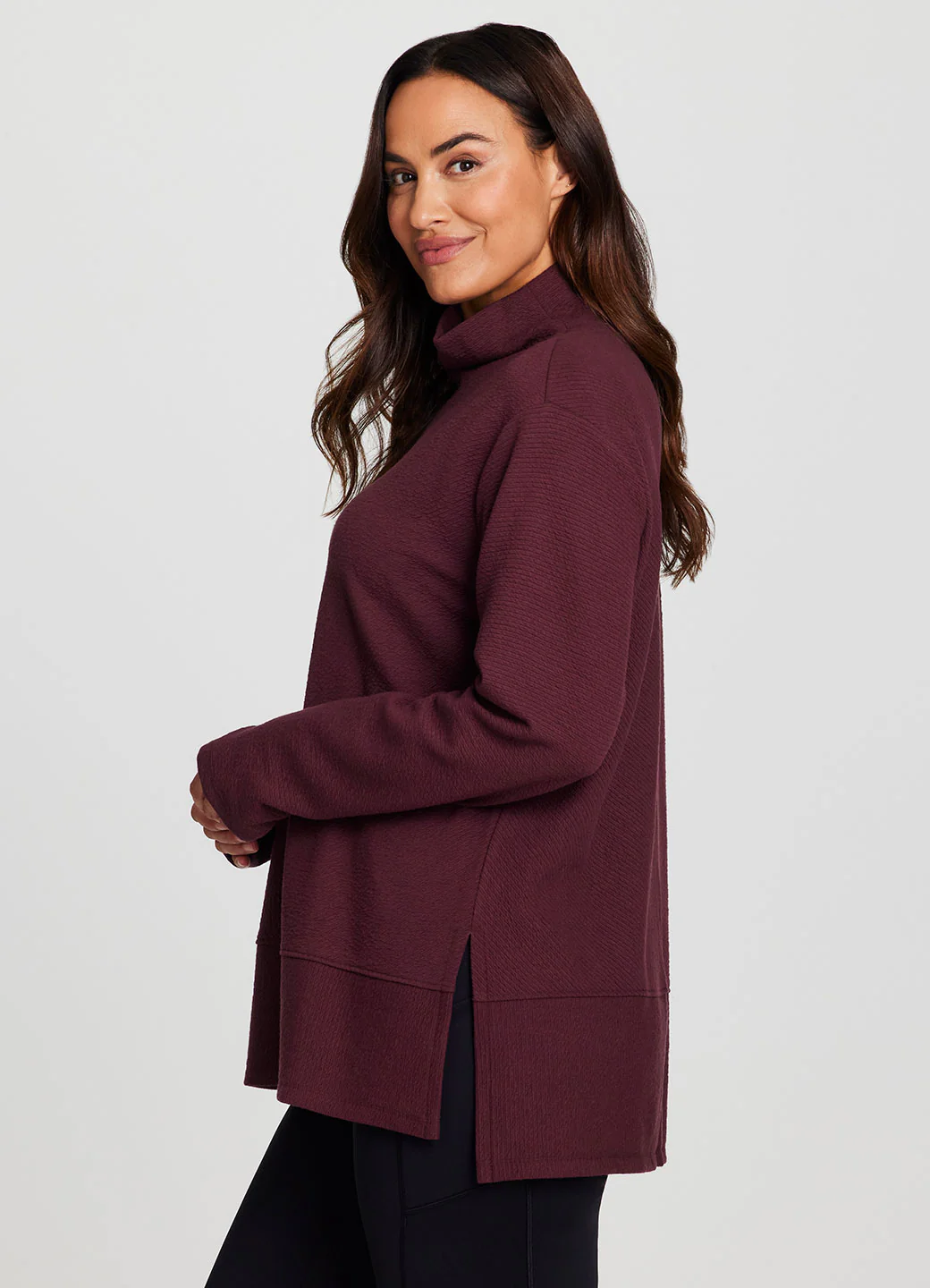 Plus Studio Jacquard Mock Neck Pullover - Image 19